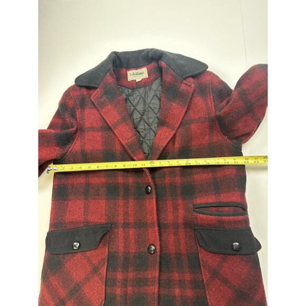 Vintage LL Bean Buffalo Plaid‎ Wool Peacoat Jacket Coat Womens Medium - Picture 5 of 10